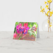 PINK AND PURPLE FUCHSIA CASCADING FROM CLAY POT KAART (Gele Bloem)