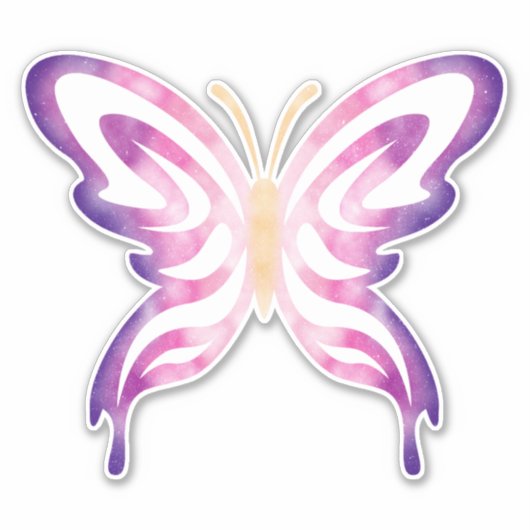 Pink and Purple Galaxy Butterfly Sticker (Voorkant)