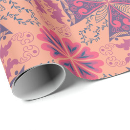 pink and purple geometric designs and floral motif cadeaupapier
