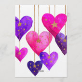 Pink and Purple Hearts Valentine Day Kaart (Achterkant)