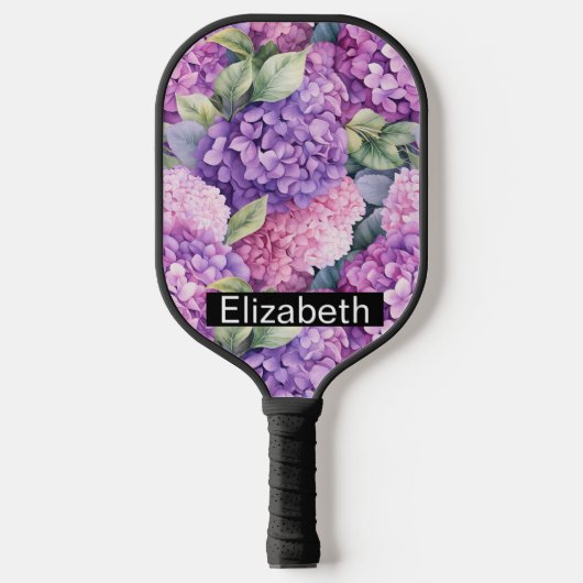 Pink and Purple Hydrangea Flower Personalized Pickleball Paddle (Voorkant)