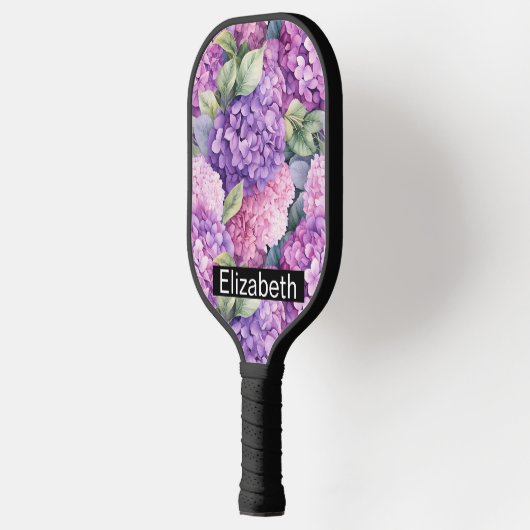 Pink and Purple Hydrangea Flower Personalized Pickleball Paddle (Links)