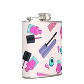 Pink and Purple Make Up Cosmetics Pattern Heupfles (Rechts)