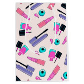 Pink and Purple Make Up Cosmetics Pattern Medium Cadeauzakje (Voorkant)