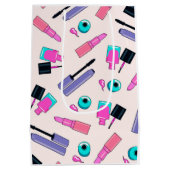 Pink and Purple Make Up Cosmetics Pattern Medium Cadeauzakje (Achterkant)