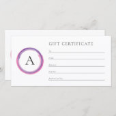 Pink and Purple Monogram Business Gift Certificate (Voorkant / Achterkant)
