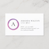 Pink and Purple Monogram Modern Business Aanbevelingskaartje (Achterkant)