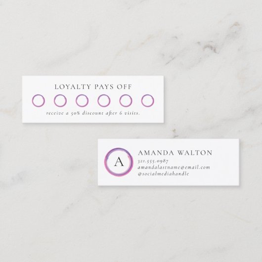 Pink and Purple Monogram Modern Klantenkaartje (Voorkant / Achterkant)