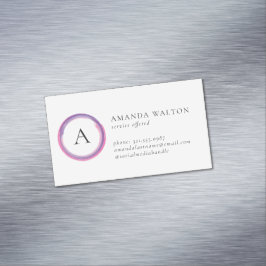 Pink and Purple Monogram Modern Magnetisch Visitekaartje