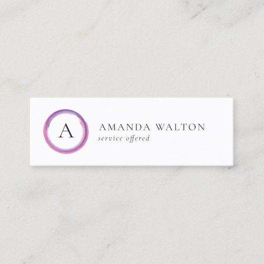 Pink and Purple Monogram Modern Mini Visitekaartje (Voorkant)