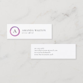 Pink and Purple Monogram Modern Mini Visitekaartje