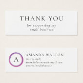 Pink and Purple Monogram Modern Package Insert Mini Visitekaartjes (Voorkant /achterkant)