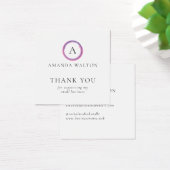 Pink and Purple Monogram Modern Package Insert Vierkante Visitekaartjes (Bureau)