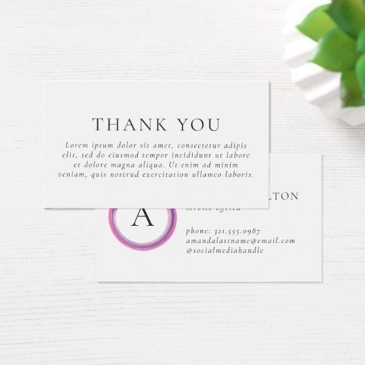 Pink and Purple Monogram Modern Package Insert Visitekaartje (Bureau)