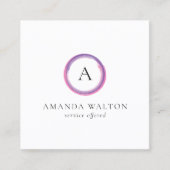 Pink and Purple Monogram Modern Vierkante Visitekaartje (Voorkant)