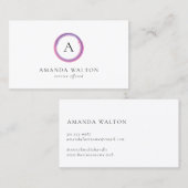 Pink and Purple Monogram Modern Visitekaartje (Voorkant / Achterkant)