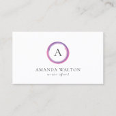 Pink and Purple Monogram Modern Visitekaartje (Voorkant)