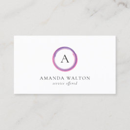 Pink and Purple Monogram Modern Visitekaartje