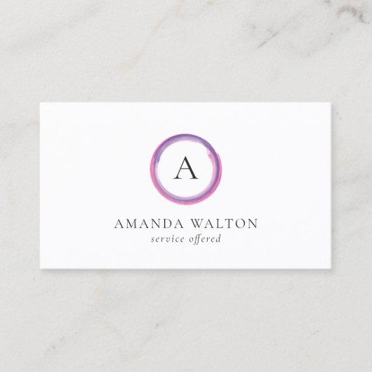 Pink and Purple Monogram Modern Visitekaartje (Voorkant)