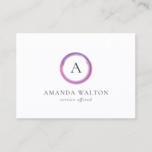 Pink and Purple Monogram Modern Visitekaartje (Voorkant)