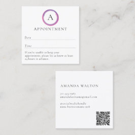Pink and Purple Monogram QR Code Modern Afsprakenkaartje
