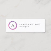 Pink and Purple Monogram QR Code Modern Mini Visitekaartje (Voorkant)