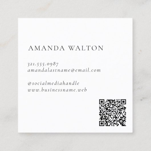 Pink and Purple Monogram QR Code Modern Vierkante Visitekaartje (Achterkant)