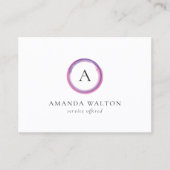 Pink and Purple Monogram QR Code Modern Visitekaartje (Voorkant)