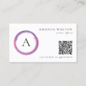 Pink and Purple Monogram QR Code Modern Visitekaartje (Voorkant)