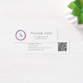 Pink and Purple Monogram QR Code Package Insert Mini Visitekaartjes (Bureau)