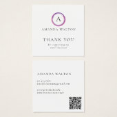 Pink and Purple Monogram QR Code Package Insert Vierkante Visitekaartjes (Voorkant /achterkant)