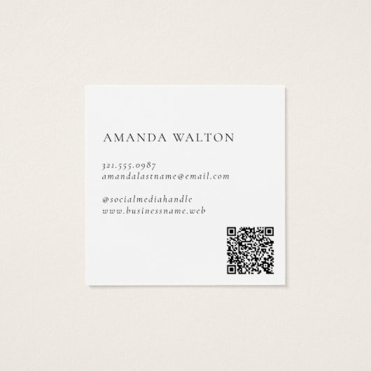 Pink and Purple Monogram QR Code Package Insert Vierkante Visitekaartjes (Achterkant)