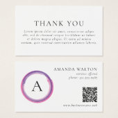 Pink and Purple Monogram QR Code Package Insert Visitekaartje (Voorkant /achterkant)