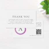Pink and Purple Monogram QR Code Package Insert Visitekaartje (Bureau)