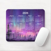 Pink and Purple Northern Lights 2026 Calendar Muismat (Met muis)