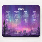 Pink and Purple Northern Lights 2026 Calendar Muismat (Voorkant)