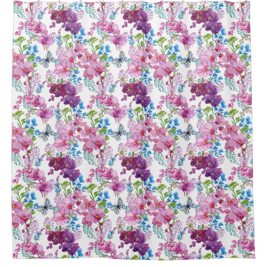 Pink And Purple Orchids  Douchegordijn (Voorkant)