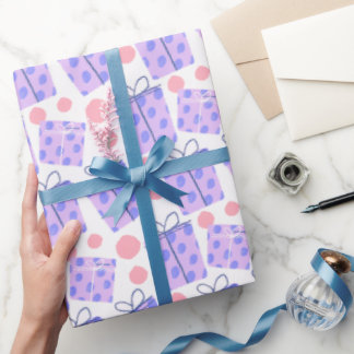 Pink and Purple Pastel Gift Box and Polka Dot Cadeaupapier