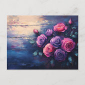 Pink and Purple Roses on Wood Briefkaart (Voorkant)