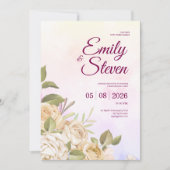 Pink and Purple Watercolor Elegance Wedding Kaart (Voorkant)