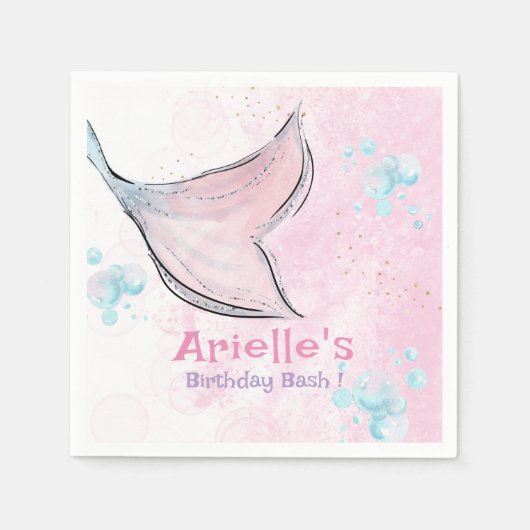 Pink and purple watercolor mermaid tail servet (Voorkant)