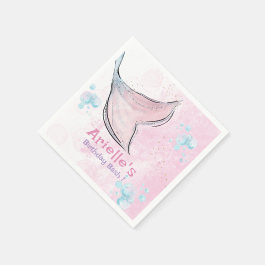 Pink and purple watercolor mermaid tail  servet (Hoek)