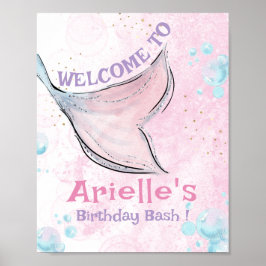 Pink and purple watercolor mermaid tail Welcome Poster