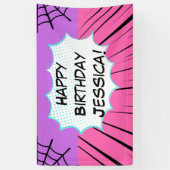 Pink and Purple Web Comic Birthday Spandoek (Verticaal)