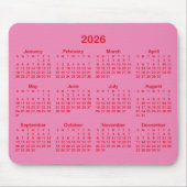 Pink and Red 2026 Calendar Muismat (Voorkant)