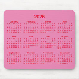 Pink and Red 2026 Calendar Muismat