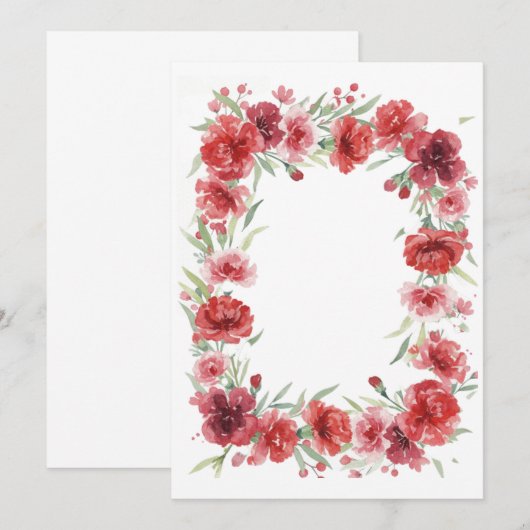 Pink and Red Carnation Frame Kaart (Voorkant / Achterkant)