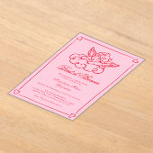 Pink and Red Cherub Whimsical Bridal Shower  Acryl Uitnodigingen (Laagn)