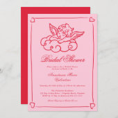 Pink and Red Cherub Whimsical Bridal Shower  Kaart (Voorkant / Achterkant)