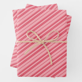 Pink and Red Christmas Candy Cane Stripes  Inpakpapier Vel